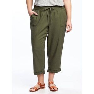 Old Navy Linen Crop Pant Army Green